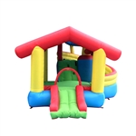 Inflatable Playtime Bounce House with Double Slide and Shaded Canopy - ALEKO