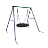 Outdoor Sturdy Child Swing Set with Saucer Mat - Blue and Green - ALEKO