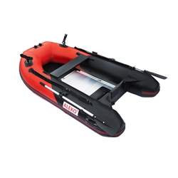 ALEKO&reg; BTF250RBK PRO Fishing Boat 8.4 Feet (2.6 m) with Aluminum Floor 3 Person Inflatable Boat with Fishing Rod and Front Board Holders, Red and Black