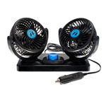 Double-Headed 12 Volt Vehicle Dashboard Fan - Two Speeds - Black  - ALEKO