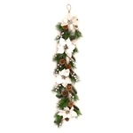 Mixed Green Holiday Garland Swag Wall Hanging - Green and Silver - ALEKO