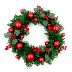 Decorative Holiday Christmas Wreath - Green and Red - ALEKO