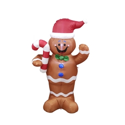 Inflatable LED Waving Gingerbread Man with UL Certified Blower - 5 Foot - ALEKO