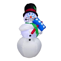 Inflatable LED Shivering Snowman for Yard with Sign - 6 Foot - ALEKO