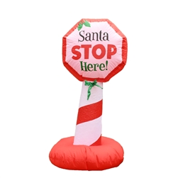 Inflatable LED Santa Stop Here Sign with UL Certified Blower - 4 Foot - ALEKO