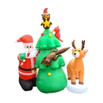 Inflatable LED Santa and Friends Christmas Tree Decor Committee with UL Certified Blower - 7 Foot - ALEKO