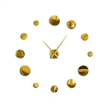 Frameless Modern Reflective Gold Dot DIY Wall Clock - Large - ALEKO