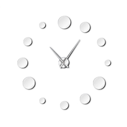 Frameless Modern Reflective Silver Dot DIY Wall Clock - Large - ALEKO