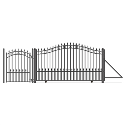 Steel Sliding Driveway Gate - ST.PETERSBURG Style - 12 ft with Pedestrian Gate - 5 ft - ALEKO