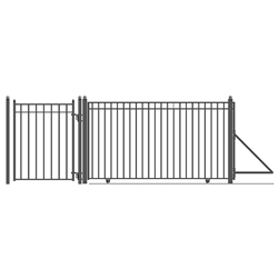 Steel Sliding Driveway Gate - 25 ft with Pedestrian Gate - 5 ft - MADRID Style - ALEKO