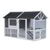 Barn Style Wooden Chicken Coup - 73 x 38 x 46 inches - Grey with White Trim