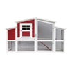 Barn Style Wooden Chicken Coop - 78 x 29.5 x 45.5 inches - Red with White Trim