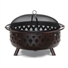 Steel Fire Pit Bowl with Log Grate and Poker 36 Inches - Bronze - ALEKO