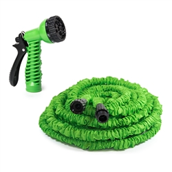 ALEKO GH100 Expandable Lawn Garden Hose 100 Foot with 6-way Spray Nozzle Hose, Green