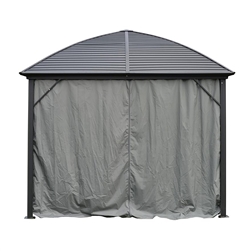 Curtain for Round Roof Aluminum and Steel Hardtop Gazebo - 10 x 10 Feet - Grey - ALEKO