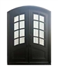 Iron Arched Top Glass-Panel Dual Door with Frame and Threshold - 206 x 157 CM - Matte Black