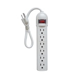 Outlet Surge Protector UL Power Strip - 6 Outlets - 4.9 Meter Cord - Gray - ALEKO