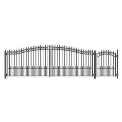 Set of ALEKOÂ® PRAGUE Style Steel Swing Dual Driveway 18 ft with Pedestrian Gate 4 ft