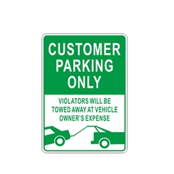 Aluminum Customer Parking Only Metal Sign With Tow Truck Graphic - ALEKO