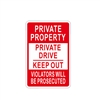 Aluminum Private Property No Trespassing Sign - 12 x 18 Inches - ALEKO