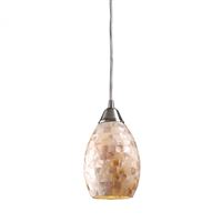 ELK Capri 1 Light Pendant In Satin Nickel And Capiz Shell - 10141/1