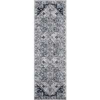 Alexandria Dark Gray Medallion Runner Rug 2'x6'