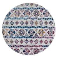 Alexandria Blue Tribal Round Rug 6'7"x6'7"