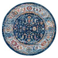 Alexandria Navy Bordered Round Rug 6'7"x6'7"