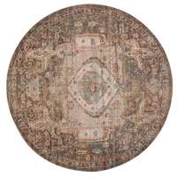 Eternal Taupe-Teal Medallion Round Rug 6'7"x6'7"