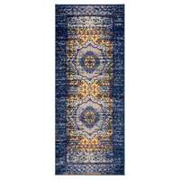 Manhattan Navy-Orange Medallion Runner Rug 2'6"x6'