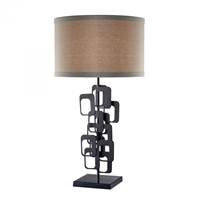 Dimond  Griffin Table Lamp in Matte Black with Beige Linen Shade - Cream Fabric Liner D2135