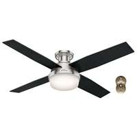 52" Hunter Low Profile Ceiling Fan Dempsey w/Remote Control-Brush. Nickel