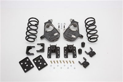 34015 2007-2013 Quad Cab Silverado 4/6" Lowering Kit w/SPINDLES,COILS,REAR HANGERS,SHORT SHACKLE,FLIP,B.S.