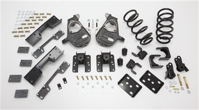 34016 2007-2013 Quad Cab Silverado Lowering Kit 4/6" w/C-NOTCH,SPINDLES,COILS,REAR HANGERS,SHORT SHACKLE,FLIP,B.S.