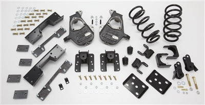 34035 2007-2013 S-Cab Silverado 4/6" Lowering Kit w/ C-NOTCH,SPINDLES,COILS,REAR HANGERS,SHORT SHACKLE,FLIP,B.S