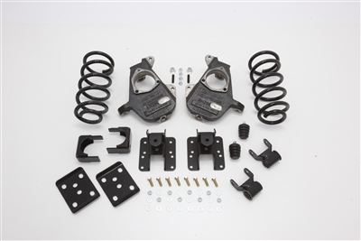 34036 2007-2013 S-Cab Silverado 4/6" Lowering Kit w/ SPINDLES,COILS,REAR HANGERS,SHORT SHACKLE,FLIP,BUMP STOPS