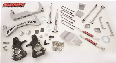 McGaughys 2014+ GM 1/2 Ton Truck (2WD) 7" Lift Kit (silver powder coat) W/ ADJUSTABLE FRONT STRUTS & REAR SHOCKS, Kit 50768