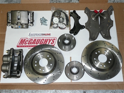 55-57 Chevy Car, 13" Front Disc Kit w/ 2" spindles  **cross drilled** (must use 17"+ rims)