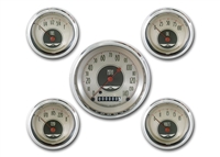 All American Nickel 5 GAUGE SET   (3 3/8" SPEEDO & 4- 2 1/8" GAUGES fuel 240-33ohm)