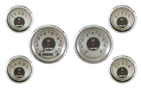 All American Nickel 6 GAUGE SET (3 3/8"" SPEEDO, TACH, 4- 2 1/8" GAUGES fuel 240-33ohm)