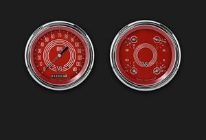 V8 RED STEELIE 5" SPEEDO, QUAD (fuel 240-33ohm)  *