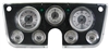 ALL AMERICAN 7-GA 5" SPEEDO, TACH, 4- 2 1/8" GAUGES (fuel 0-90ohm), 3 3/8" CLOCK