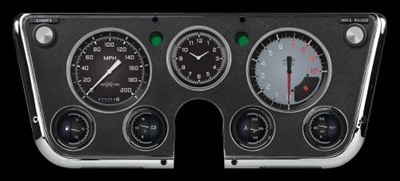 AUTOCROSS GREY 7-GA 5" SPEEDO, TACH, 4- 2 1/8" GAUGES (fuel 0-90ohm), 3 3/8" CLOCK