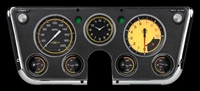 AUTOCROSS YELLOW 7-GA 5" SPEEDO, TACH, 4- 2 1/8" GAUGES (fuel 0-90ohm), 3 3/8" CLOCK