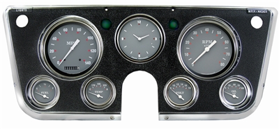 SG SERIES 7-GA 5" SPEEDO, TACH, 4- 2 1/8" GAUGES (fuel 0-90ohm), 3 3/8" CLOCK