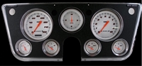 Classic Instruments 1967-72 Chevy Truck Package Velocity Series White 4 5/8" Speedometer, 3 3/8" Clock, 2 1/8" Fuel (0-90 OHM), Oil, Temp, and Volt.  Blue LED high beam indicator installed in speedometer