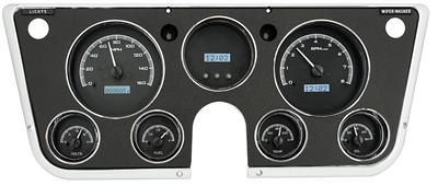 Dakota Digital 67 - 72 Chevy Pickup Truck Analog Dash Gauge & Clock Silver Alloy Blue VHX-67C-PA-S-B