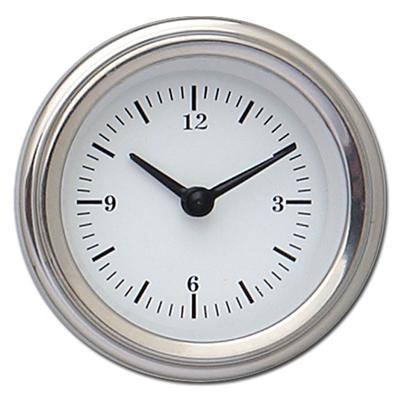 classic instruments white hot series clock gauge white face with black lettering black needles stainless low step bezel with flat glas