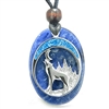 Howling Wolf Moon Good Luck Powers Sodalite Gemstone Pendant Necklace