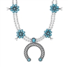 American West Sterling Silver Sleeping Beauty Turquoise Squash Blossom Necklace